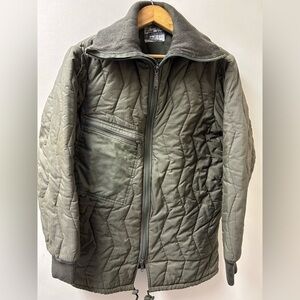 Vintage Quilted Olive Green German Military Jacket Size Small